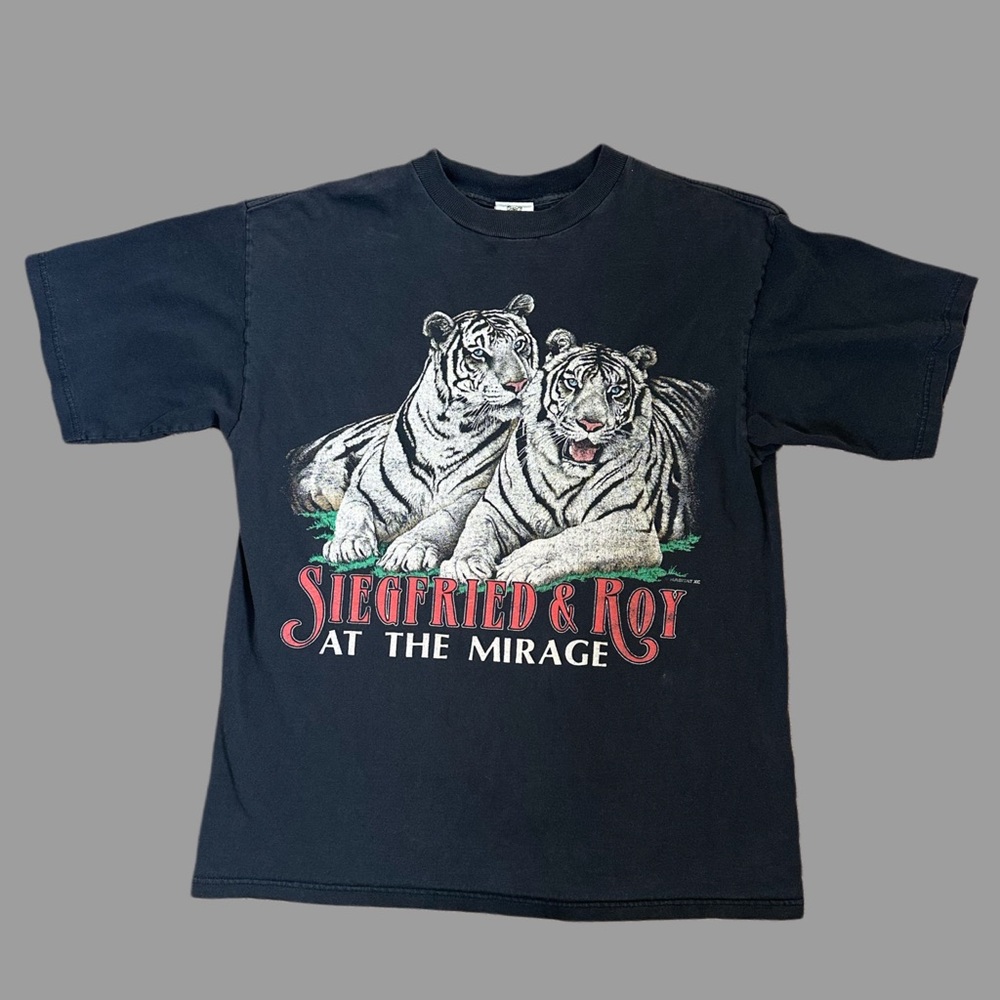 Vintage Siegfried & Roy Black White Tiger Graphic T-Shirt